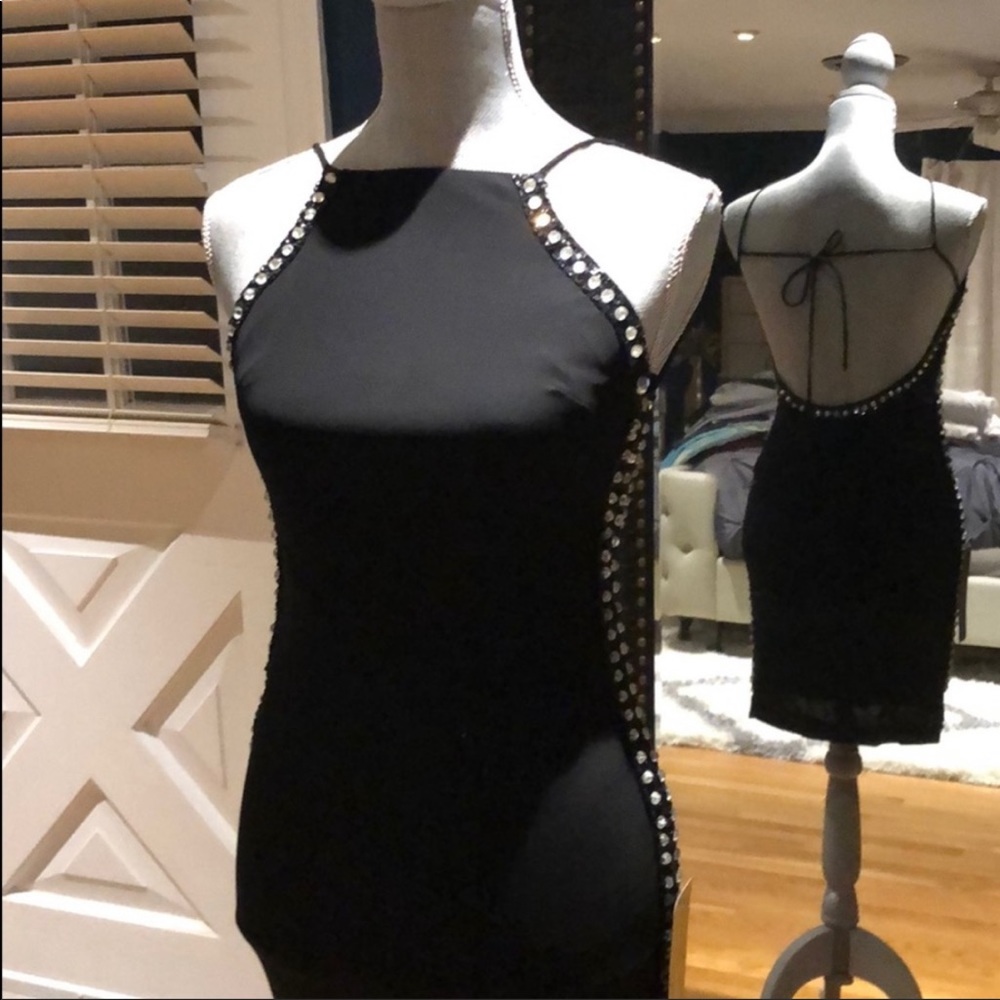 NWT black label studded and sequin dress